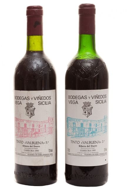 Zwei Flaschen Vega Sicilia Tinto Valbuena 3. und 5