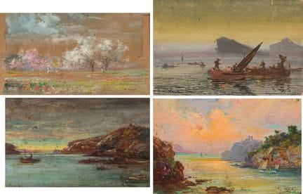 里卡德·马蒂·阿吉洛（巴塞罗那，1857–1935）。

四幅画作组，卡达克斯，约1908–1909