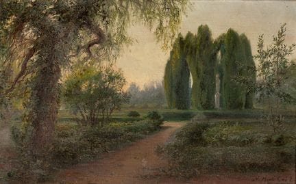 纳尔西斯·马蒂·卡博特（巴塞罗那，约1889年–1914年）。

《花园》。

布面油画。

右下角