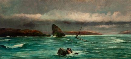 拉蒙·马蒂·阿尔西纳（巴塞罗那，1826–1894）。

《海难》。

布面油画。

右下角签名。
