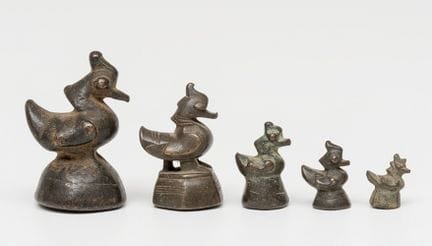 Set of five opium weights; Thailand, 18th–19th cen