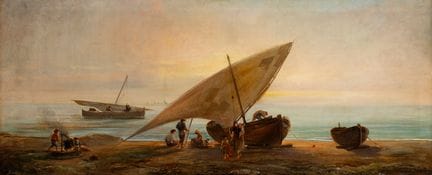 拉蒙·马蒂·阿尔西纳（巴塞罗那，1826–1894）。

《海景》。

布面油画。已重新衬托。

右