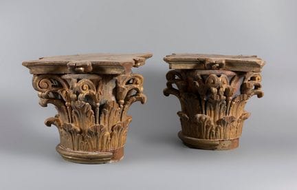 Pair of composite capitals; Spain, 17th century.

