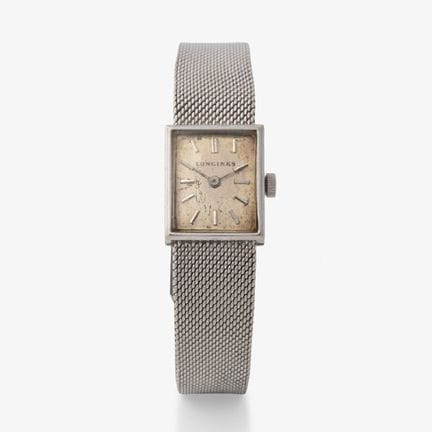 Montre Longines 
en or blanc 18 carats, années 194