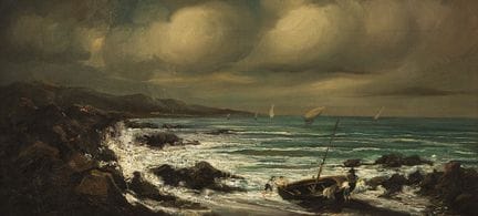 拉蒙·马蒂·阿尔西纳（巴塞罗那，1826–1894）。

《海景》。

布面油画。

画面下部签名。
