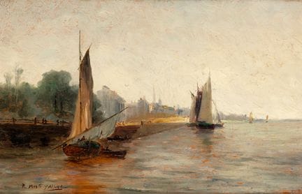 拉蒙·马蒂·阿尔西纳（巴塞罗那，1826–1894）。

《海景》。

木板油画。

左下角有签名。