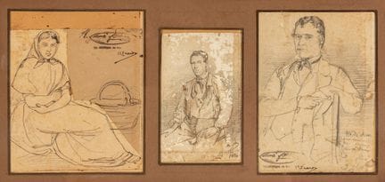 拉蒙·马蒂·阿尔西纳（巴塞罗那，1826–1894）。

“肖像。” 

三幅纸本素描套装。 

其