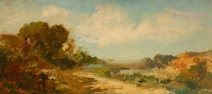 19世纪中叶加泰罗尼亚画派

《风景》。

木板油画。

尺寸：22.5 × 54 厘米；28 × 