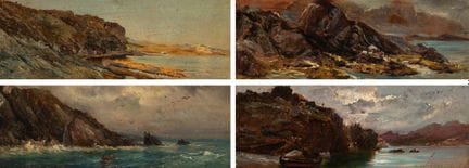 里卡德·马蒂·阿吉洛（巴塞罗那，1857–1935）。

《海景》，1908–1909年。

四幅木