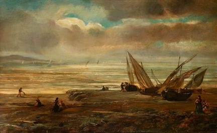 拉蒙·马蒂·阿尔西纳（巴塞罗那，1826–1894）。

《海滨风景》。

布面油画。

右下角签名