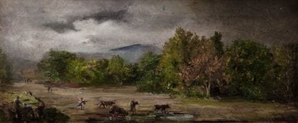 拉蒙·马蒂·阿尔西纳（巴塞罗那，1826–1894）。

《风景》。

布面油画。

右下角签名。
