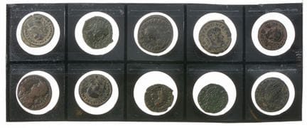 Collection of ten coins from the Late Roman Empire