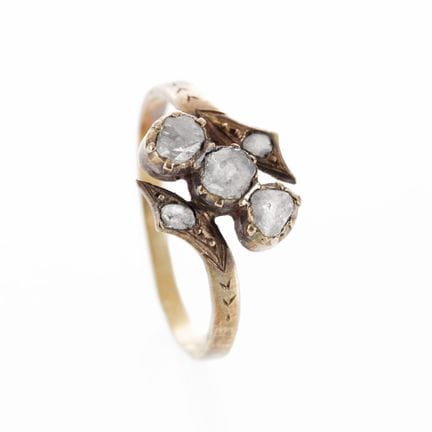 18-karat yellow gold ring, 19th-century style, in 