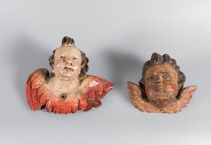 Pair of cherubs; Spain, 18th century. 

Carved and