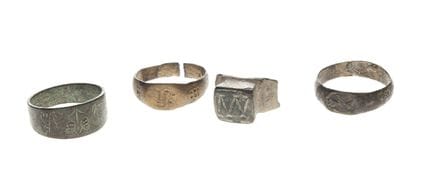 Set of four bronze rings. Medieval period, 6th–15t