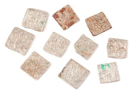 Collection of Almohad 10-dirham coins, 1147–1269.
