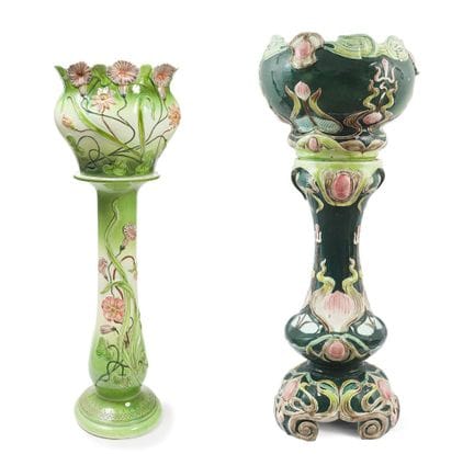 Pair of Art Nouveau planters, ca. 1900.

Glazed po