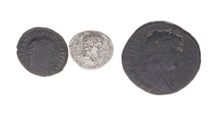 A collection of three Roman coins from the Imperia