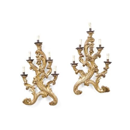 PAIR OF 18TH-CENTURY AND LATER WALL SCONCES - Carv
