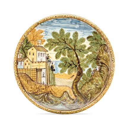 CASTELLI PLATE, 18TH CENTURY - Polychrome majolica