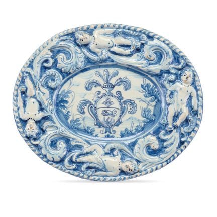 PAVIA TRAY, LATE 17TH CENTURY - Blue monochrome ma