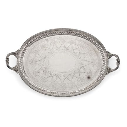 LARGE SILVER TRAY BY ROBERT HENNELL, LONDON, 1872–