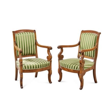PAIR OF ARMCHAIRS, 19TH–20TH CENTURY — Carved and 