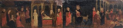 15世纪艾米利亚画派作品，取自描绘《东方三博士朝拜》的祭坛画——木板油画。47.00 × 191.5