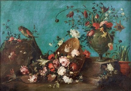 18世纪威尼托画派 花卉静物画——布面油画。68.50 × 97.00 厘米，已装裱。