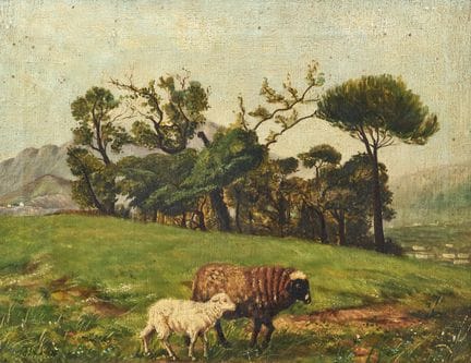 菲利波·帕利齐 1818-1899 《牛群》——布面油画。36.00 × 48.00 厘米。画面正面