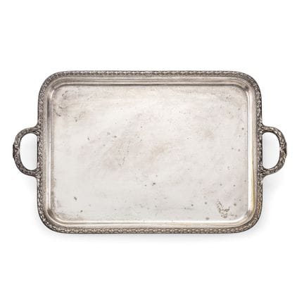 19TH-CENTURY SILVER TRAY - Rectangular with rounde