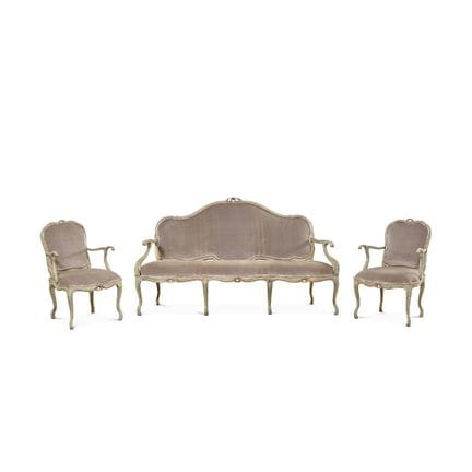 18th–19th-Century Living Room Set - Carved, lacque