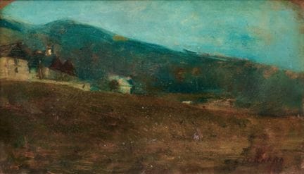 CARLO FORNARA 1871–1968 LANDSCAPE WITH MOUNTAIN HU
