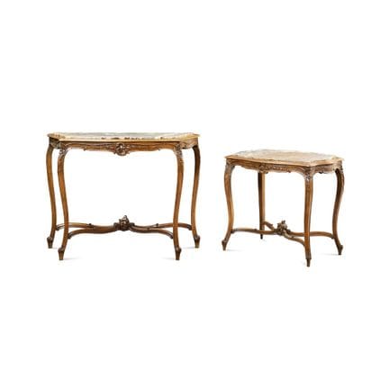 PAIR OF 19TH-CENTURY CONSOLE TABLES - Walnut and w