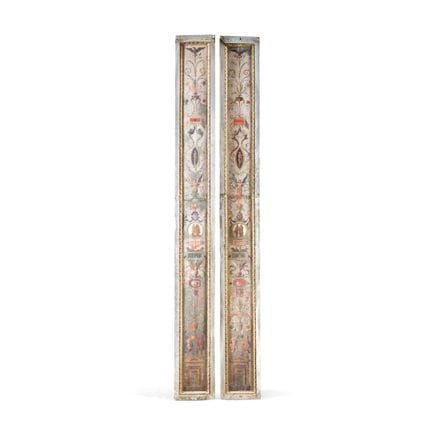 PAIR OF 19TH-CENTURY FRIEZES - Carved, lacquered, 