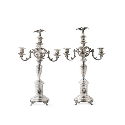 PAR DE CANDELABROS DE PLATA DEL IMPERIO AUSTRIA-HU