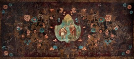 17世纪意大利北方画派 《基督受洗》——油画（皮革底板贴于画布上）。100.00 × 226.00 