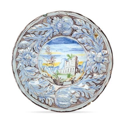 PAVIA PLATE, 18TH CENTURY - Polychrome majolica de