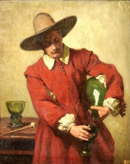皮埃尔·邦诺 1865-1930 《倒酒的男子》——布面油画。81.00 × 64.50 厘米。画面