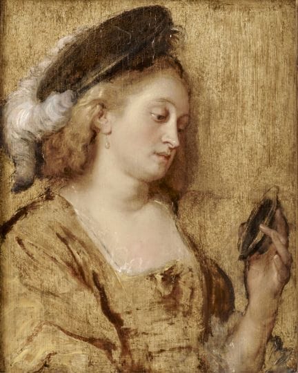 17TH-CENTURY NORDIC SCHOOL: YOUNG MAN LOOKING IN A