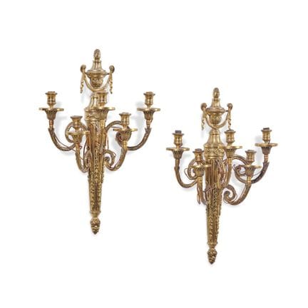 PAIR OF 19TH-CENTURY WALL SCONCES - Gilded bronze,