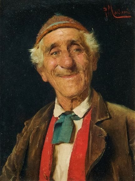 ATRIBUIDO A POMPEO MARIANI 1857-1927 RETRATO - Óle
