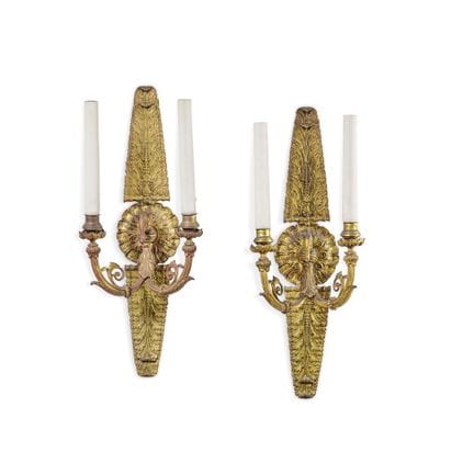 PAIR OF 19TH-CENTURY WALL SCONCES - Gilded bronze,