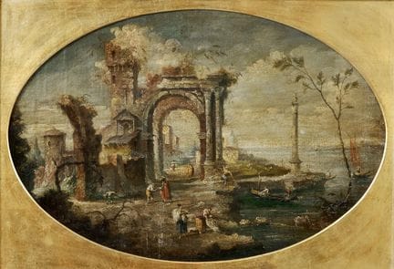 ESCUELA VENETA DEL SIGLO XVIII. PAR DE PAISAJES CO