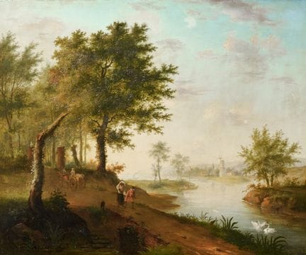 ESCUELA HOLANDESA DEL SIGLO XVIII. PAISAJE FLUVIAL