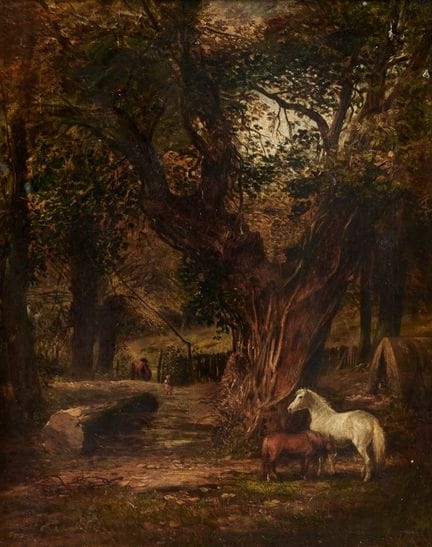 GEORGE MURRAY 1875-1933 CABALLOS EN EL CAMPO - Óle