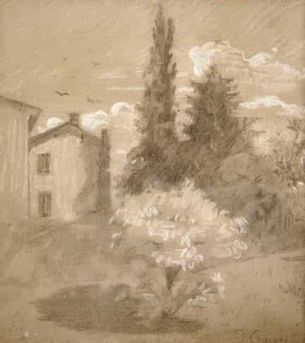FILIPPO CARCANO 1840-1914 PAISAJE - Carboncillo y 