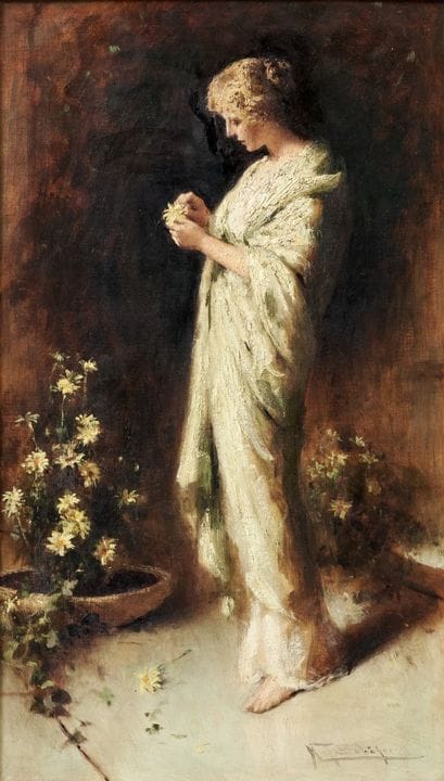 HENRY SCHAEFER 1854-1915 FIGURA FEMENINA - Óleo so