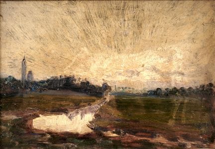 MARIO BERTOLA 1875-1926 CAMPO DE TURÍN 1908 - Óleo
