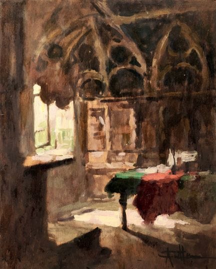 ESCUELA ITALIANA DEL SIGLO XIX, INTERIOR - Óleo so